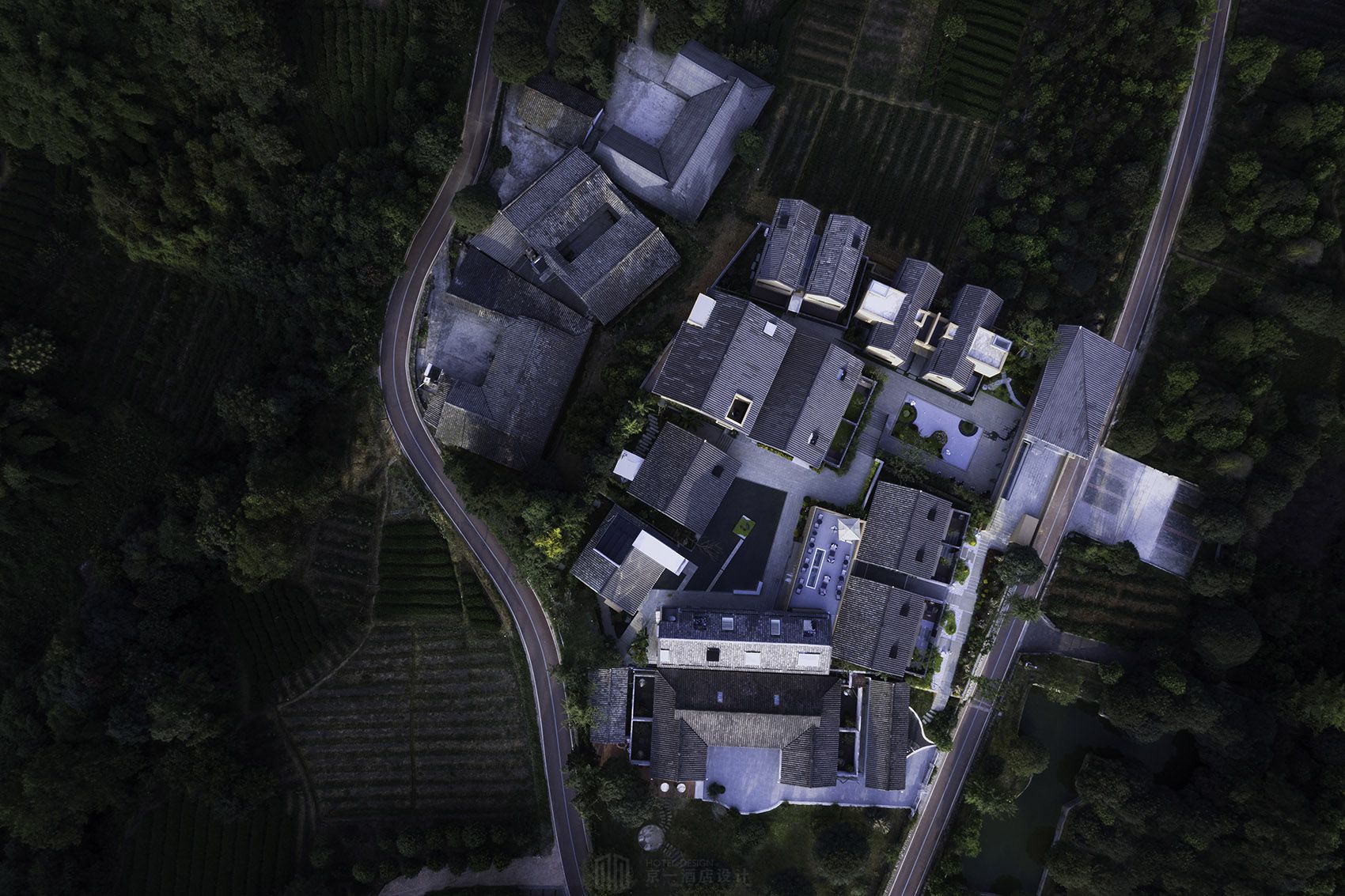 网红民宿酒店无人机视图