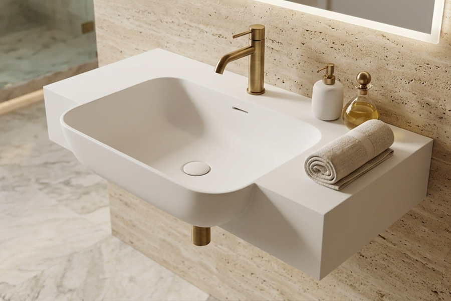 精品民宿人造石壁挂挂盆装修实拍