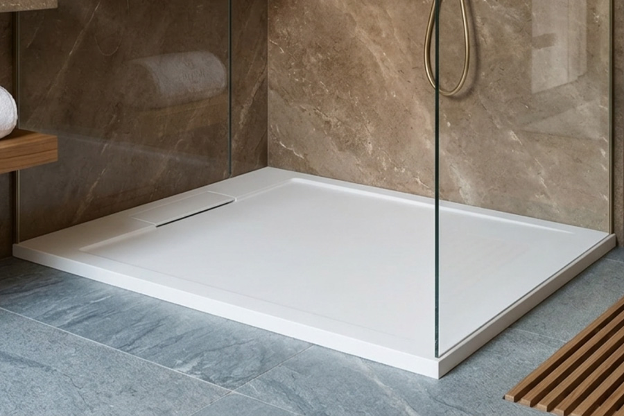 人造石淋浴盘侧边排水线性地漏图