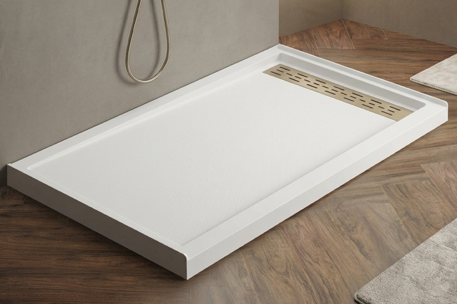 人造石方形淋浴盘哑光白全景图