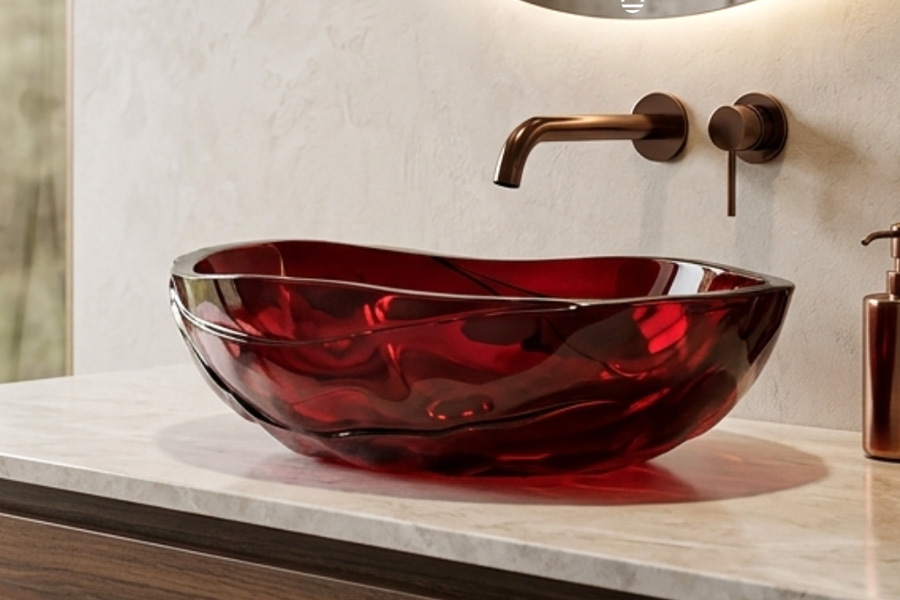 树脂不规则造型艺术台上盆实物图