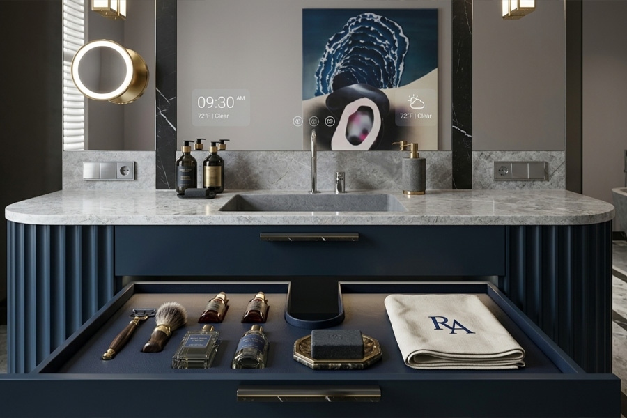  人造i岩台面浴室柜正面安装效果