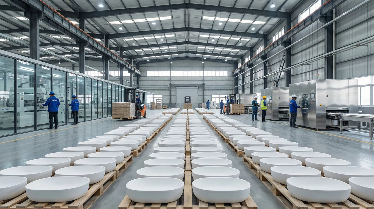 高端酒店人造石洗手台定制安装效果,体现工程定制洗手台的品质与设计细节